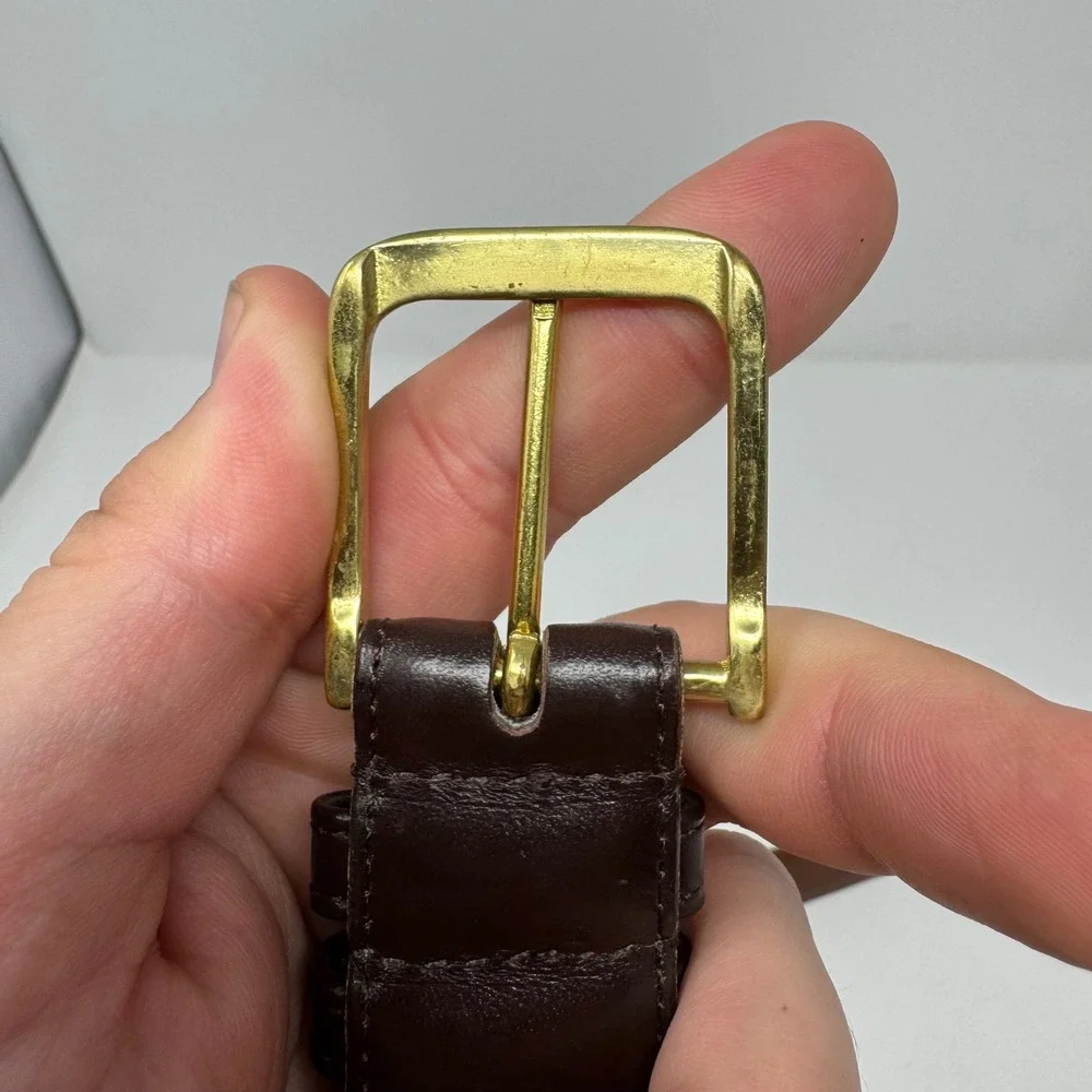 Coach 5800 Mocha Burnished Cowhide Brown Brass Buckle Belt Men's 40